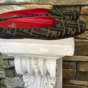 Fendi Men's Brown and Red Loafers